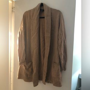 Lord & Taylor L 100% Cashmere Long Cardigan Beige-Tan EUC
